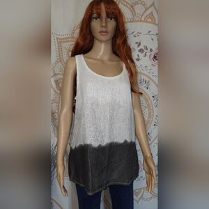 Like New Women's Linen/cotton Blend Belle France Sleeveless Ombre Top Size Med.